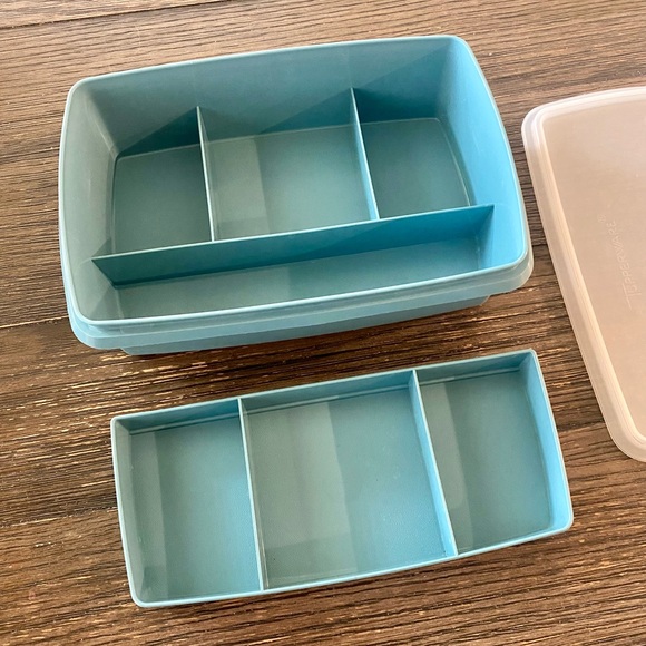 Vintage Tupperware Container Blue Tuppercraft Craft Organizer Lid Tray Tackle - Picture 2 of 8